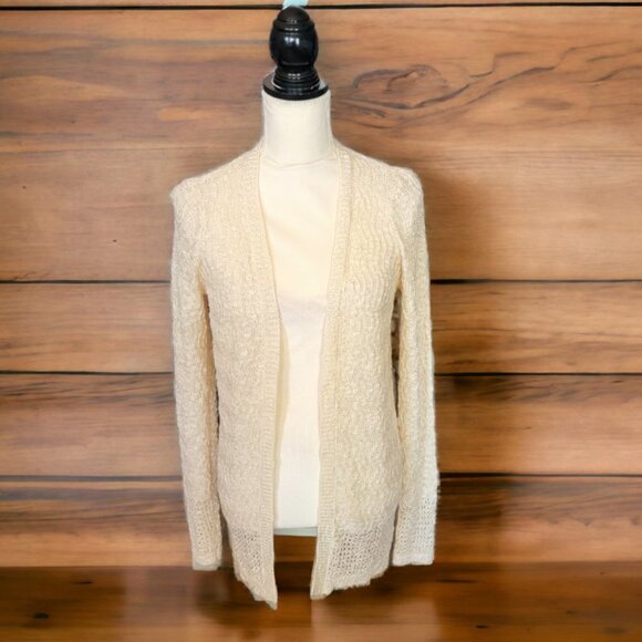 Cloud Chaser Long Sleeve Open Cardigan Ivory Colored Sweater in Size Small - Picture 2 of 5